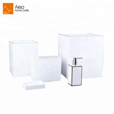 China Viable Wholesale Custom Hotel Bathroom Accessories Set Soap Dish And Hotel Waste Bin Ice Bucket for sale