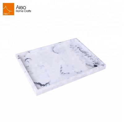 China Fashion / Customized Condition Hot Sale Polyresin Marble Finish Bathroom Hotel Amenity Large Rectangular Tray for sale