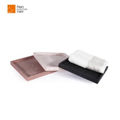 China Viable Good Quality Concrete Rectangular Toiletries Serving Tray For Hotel Bathroom for sale