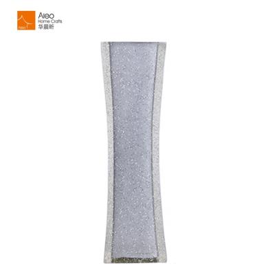 China Modern Gray Glitter Square Polyresin Flower Vase for Home Decorations for sale