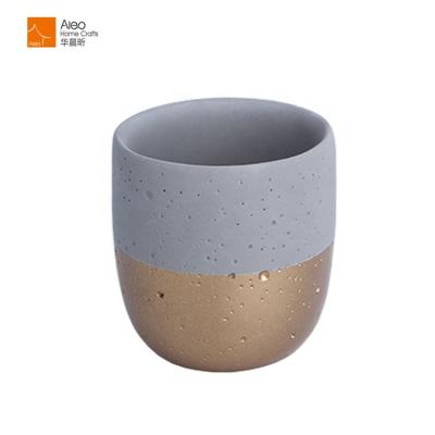 China Fashion / Customized Condition Wholesale Custom Design Luxury Natural Concrete Candle Jars Empty Matte Gold Candle Cup In Volume for sale