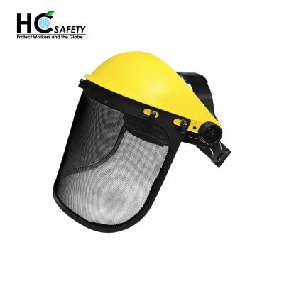 China Highest Impact To Chip CE F001 & ANSI AS NZS Industrial Plastic Protective Device PPE Face Shield Wire Mesh Helmet Protective Masks for sale