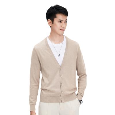 China wholesale Anti-wrinkle men's jacquard knit button down wool cardigan V-neck men's sweaters for sale