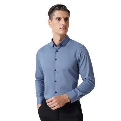 China Anti-pilling Shirt Men's Long Sleeve Light Modal Business Casual Dress Shirt Custom Logo Embroidery for sale