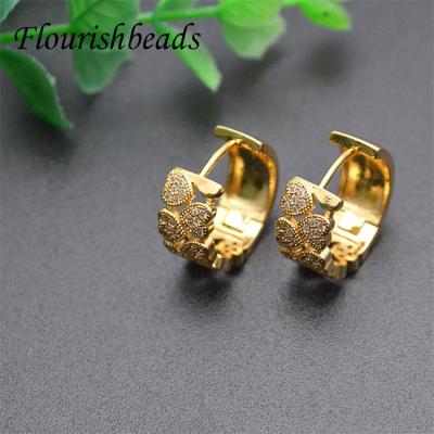 China Color Can Dwell Long Time Delicate Design Gold Plated Round Shape Cubic Zircon Heart Pattern Circle Earrings for sale