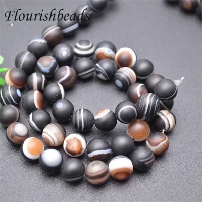 China Gemstone Beads Wholesale Natural Matte Banded Eye Veins Gemstone DZI Agate Stone Loose Beads For Bracelet Necklace Making for sale