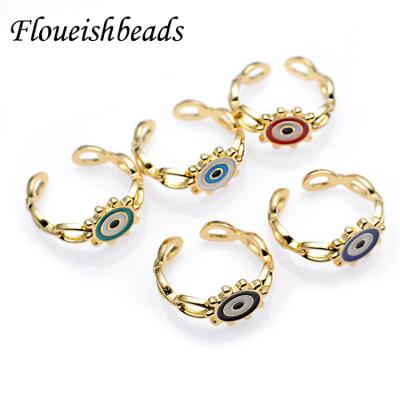 China Color Can Dwell Long Time Fashionable Design Gold Plated Enamel Open Adjustable Mujeres Anillo Eye Ring for sale