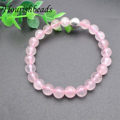 China Gemstone Beads Fashion Women Jewelry Gemstone Natural Rose Quartz Stone Round Beads Stretch Bracelets for sale