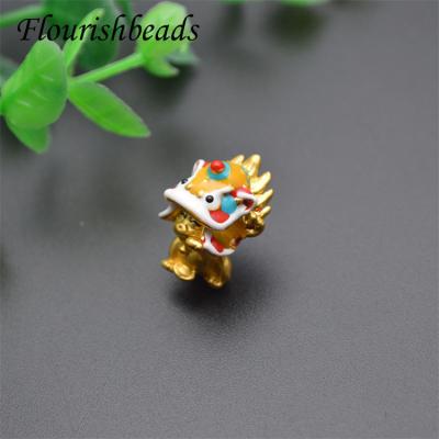 China Color Can Remain Long Time Jewelry Accessories Gold Plated Enamel Lion Dance Spacer Beads for sale