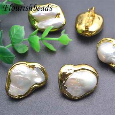 China Color Can Stay Long Time Wholesale Gold Plated Freeform Natrual Pearl Brooch Freshwater Brooches for sale