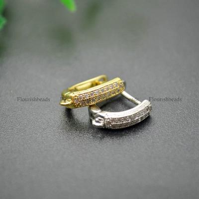 China Gold Plated Two Row Clear CZ Zircon Micro Paved Earring Hooks Jewelry Findings High Quality Hook for sale