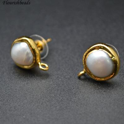 China 18k Gold Plating Natural Natural White Pearl Earring Hooks Fit For Dangle Earring Making for sale