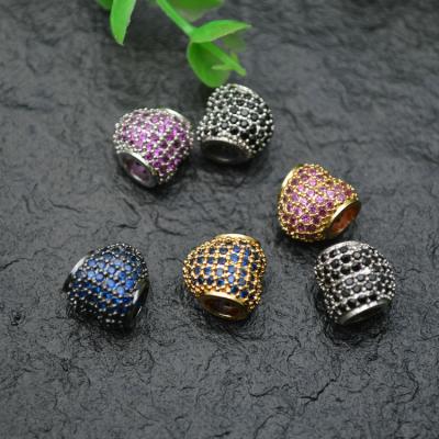 China Spacer Bead Flourishbeads Multi Color CZ Paved 4mm Big Hole Metal Heart Charm Beads for sale