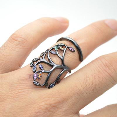 China Lovely Romantic Party Jewelry Finger Rings CZ Beads Pave Lovely Life Tree Branch Band for sale