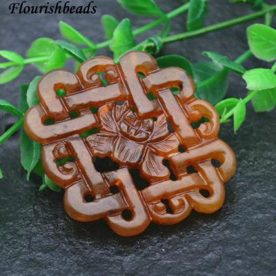 China Jade Cut Flourishbeads Pendant Hsiuyen Ancient Natural Xiu Jade Carved Chinese Knot Unique Lotus Flower Gemstone Pendant for sale