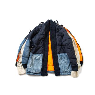 China Windproof Coats Distressed Two Tone Jean Jackets Winter Warm Fleece Men's Cotton-Padded Clothes for sale