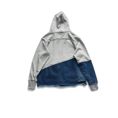 China Streetwear Hooded Slim Casual Gray Windproof Men's Denim Jacket Fit Panel for sale