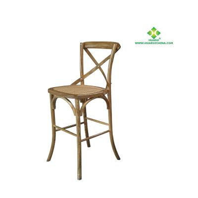 China Huarui Furniture Modern Bar Back Chair Furniture Solid Wood Solid Wood Cross Bar Stool Commercial Furniture for sale