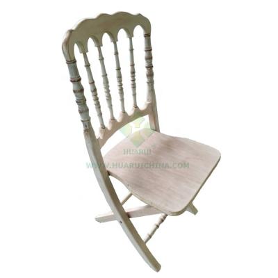 China Modern Wooden Folding Napoleon Chair For Wedding Hotel White Gold for sale