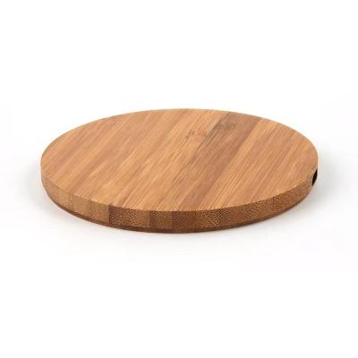 China Explosive 15W slim bamboo material wireless charger round mobile phone square wooden bamboo wireless charger bamboo wireless charger for sale