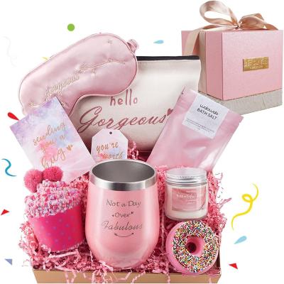 China Presentation Gift Set 2023 Hot Sale Get Well Soon Gift Box Gift Card Scented Candle Bath Bomb Soap Spa Relaxing Care Gift Sets For Women for sale