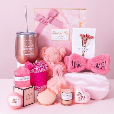 China Presentation Gift Set Promotional Get Well Soon Gift Set For Women Self Care Scented Candle Private Label Blanket Bath Bombs Spa Relaxing Luxury Gift for sale