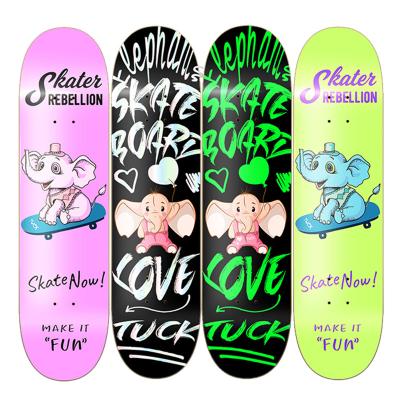 China Canadian Youth Elephant Series Professional Skateboard Deck Maple Skateboard Decks Designed Dual Rocker for sale