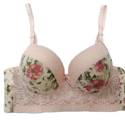 China Underwear QUICK DRY Women Front Button Rose Bra Gather Adjustment Underwireless Underwear Big Size Plus Size Bra 95D for sale