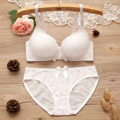 China QUICK DRY Lift Up Women's Bra Set For Lace Up Underwear Seamless Wire Free Cotton Bralette Soft Students Lingerie With Panties Lingeries Set for sale