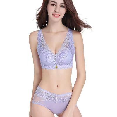 China QUICK DRY women's bra and panty set sexy transparent large size lace push up underwear set women's brief seamless bra set for sale