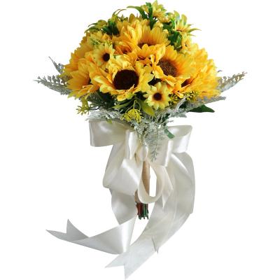 China Wedding Decor Artificial Flower Sunflower Bouquet Wedding Decoration Home Decoration for sale