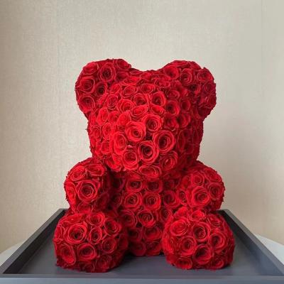 China Wholesale Preserved Super Valentine's Day Rose Gift Teddy Bear Rose Bear Size 70cm Tall 70cm Rose Bear for sale