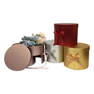 China Other Metal Texture Small MOQ 2 Layers Luxury Round Flower Gift Box Wholesale for sale