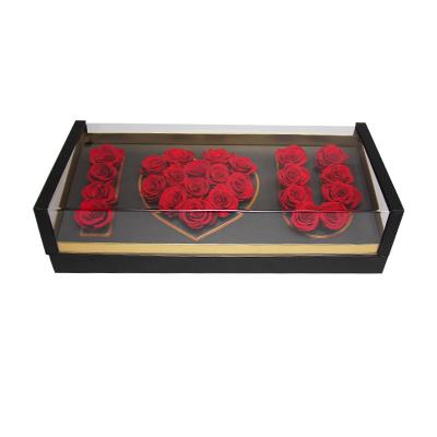 China Other Unique Design 50*22.5*13.3cm Cover Rectangle Flower Luxury Acrylic Box I LOVE YOU for sale