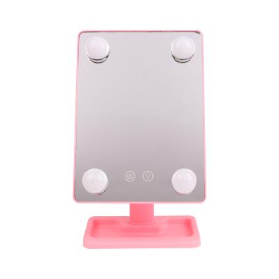 China Amazon Success 2019 Lighted Vanity Led Travel Makeup Mirror Desktop Lighted Triple Magnified Make Up Mirror With Lights for sale