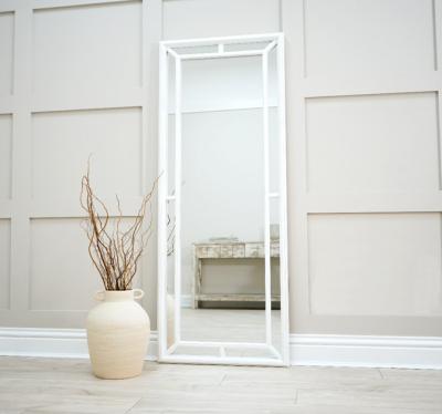 China Creative OJC Modern White Metal Frame Mirror Full Body Mirror For Living Room Full Mirror for sale