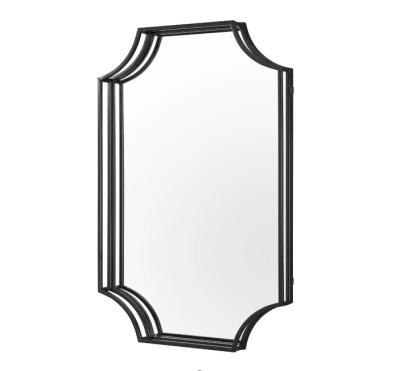 China OJC Iron Spray Paint Glass Wall Mirror Rectangle Metal Vanity Mirror Modern Bathroom Mirror for sale