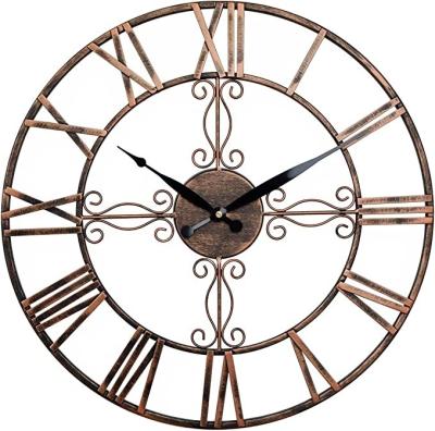 China OJC Roman Numeral Wall Clock Indoor Waterproof Oversized Antique Terrace Style Decorative Modern Clock for sale