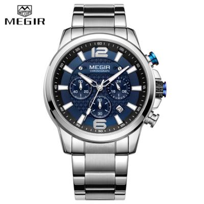 China MEGIR 2156 New Arrival Full Steel Men's Sport Quartz Wristwatch Luminous Chronograph Brand New Top Luxury Brand Watch for sale