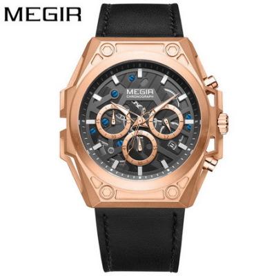 China Brand New MEGIR Chronograph Men's Quartz 4220 Wrist Watch Stainless Steel Case Sports Waterproof Chronograph Men's Quartz Watches for sale