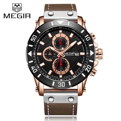 China Brand New Fashion Watches Manufacturer Alloy Luminous Case Band Leather Band 2081 Chronograph Man Watch For Man for sale