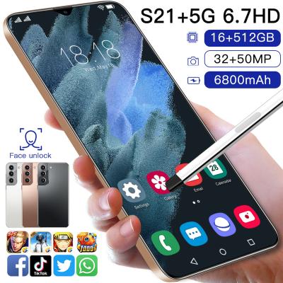 China Dual SIM Card S21+ Android11.0 16G+512G Memory 6.7 Inch Screen Smartphone Face ID Mobile Phones for sale