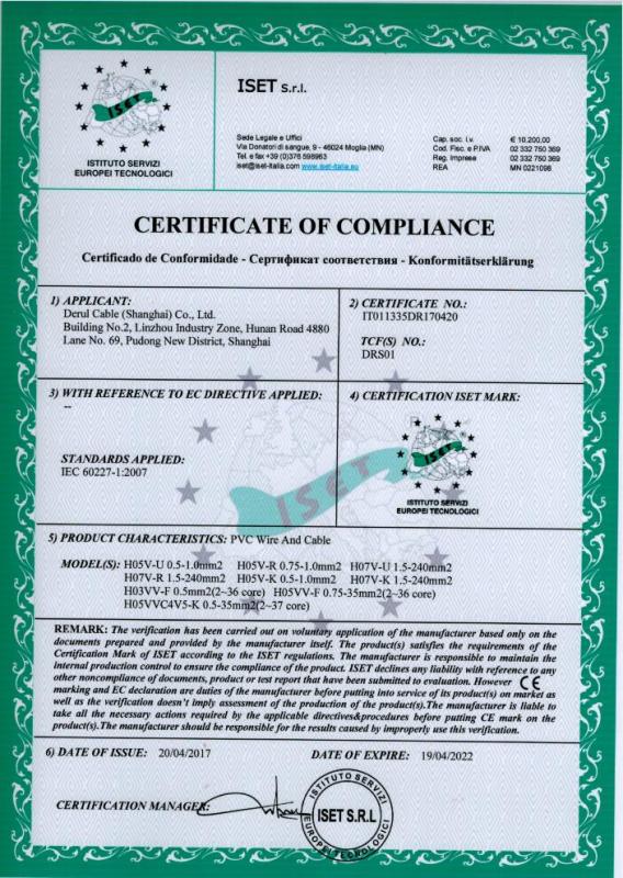 CE - Derul Cable (Shanghai) Co., Ltd.