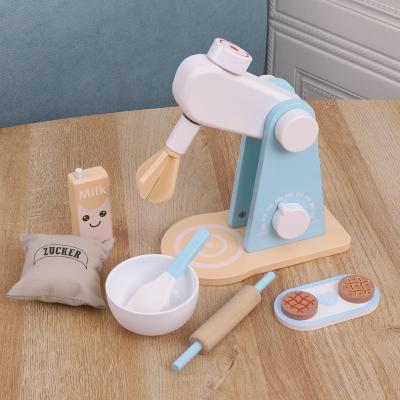 China Funny Educational Toy Education Pretend Play Mixer Mixer Play Kitchen Wooden Sets For Toddlers Pretend Play Game for sale