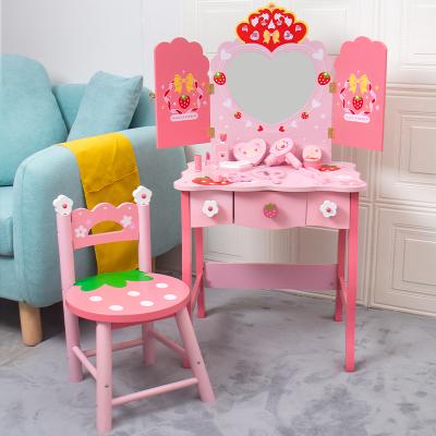 China Funny Toy Amazon Sells Play House Educational Toys Service Little Princess Wooden Children's Dressing Table Toy for sale