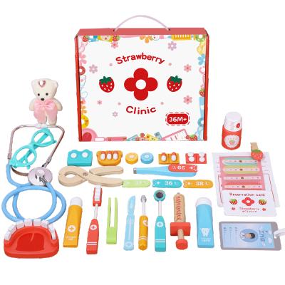 China Developmental Intellectual Children Wooden Toys Nursing Toy Doctor Nurse Injection Stethoscope Play Room Toys For Boy Girl Gift for sale