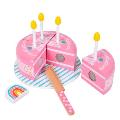 China Eductional Preschool Toys New Design Baking Kitchen Appliance Wooden Pretend Play Toy Cake Set For Kid Girls for sale