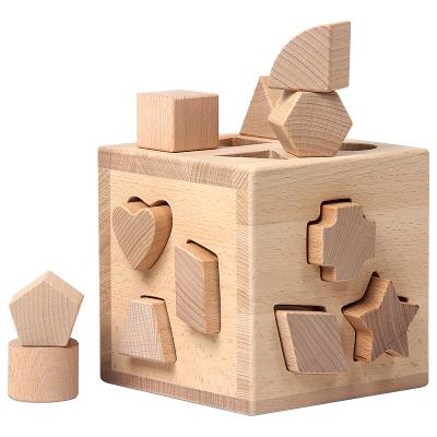 China New Hot Skilled Intellectual Development 2 Tpyes Wooden Wooden Toy Shape Sorting Box Montessori Educational Toys for sale