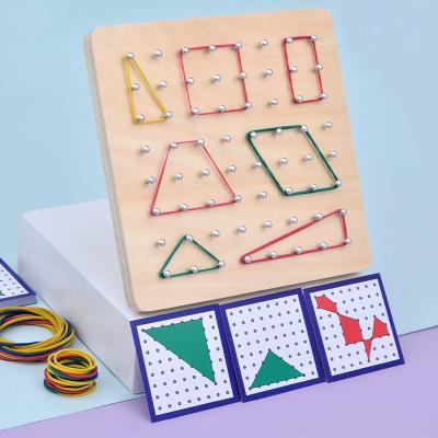 China Eco-Friendly Material Montessori Toys Creative Kids Graphics Link Rubber Nail Boards Educational Wooden Toys Children Preschool Toy for sale