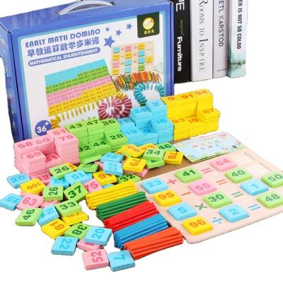 China New Product Digital Wooden Domino Learning Wooden Baby Preschool Early Educational Toys for sale